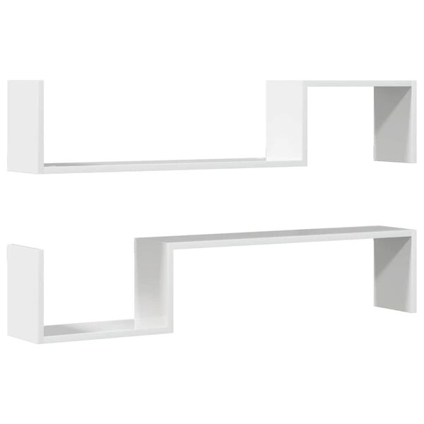 vidaXL Wall Shelf Set of 2 High Gloss White Engineered Wood Medium