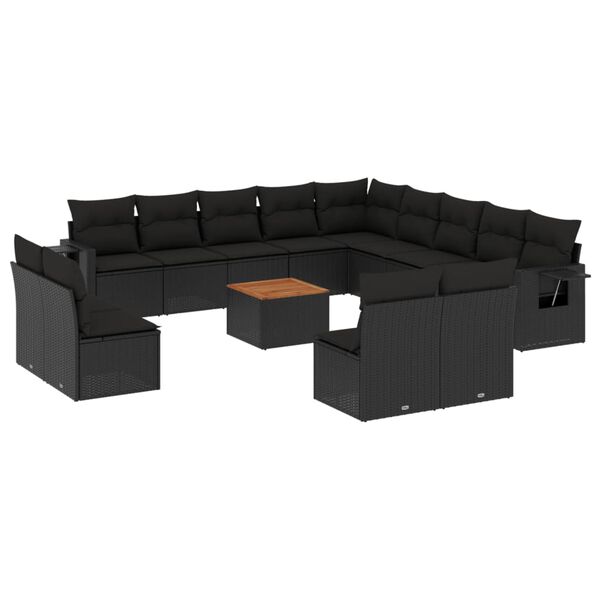vidaXL Garden Sofa Set Black