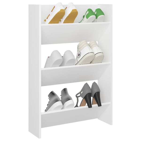 vidaXL Wall Shoe Cabinet White 23.6"x7.1"x35.4" Engineered Wood