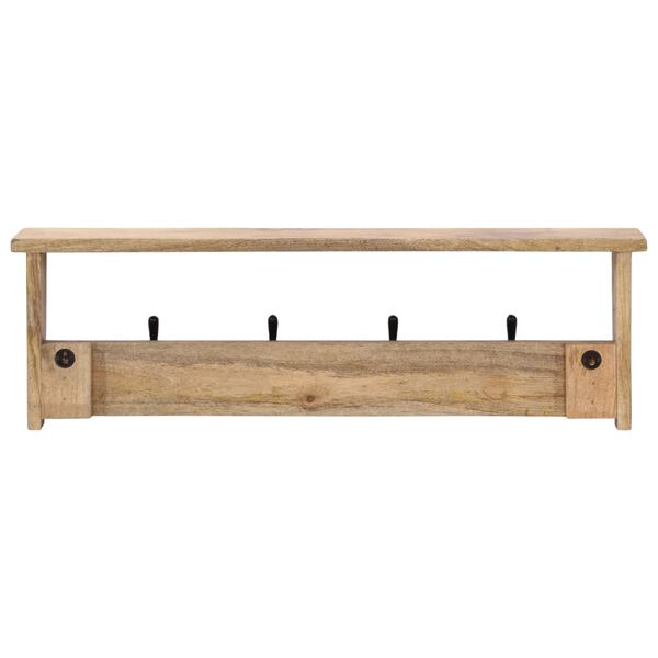 vidaXL Coat Rack Natural wood, Black Solid mango wood, Iron Large