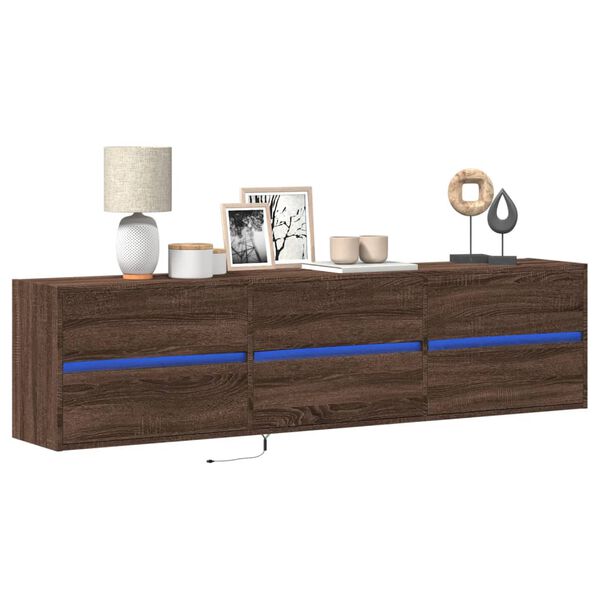 vidaXL TV Wall Cabinet Brown oak Engineered wood 70.9 in TV Wall Cabinet