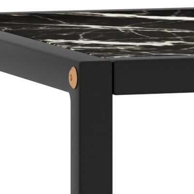 vidaXL Coffee Table Black with Black Marble Glass 35.4"x35.4"x19.7"