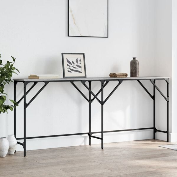 vidaXL Console Table Grey Sonoma Engineered wood Narrow Adjustable Feet