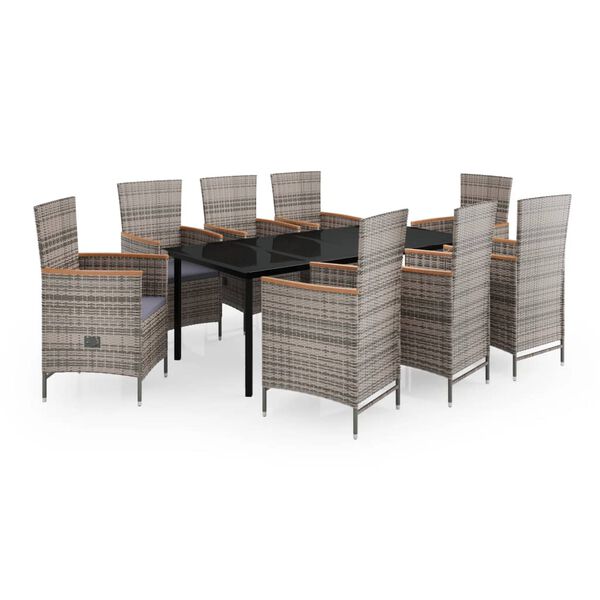 vidaXL Garden Dining Set Grey and black