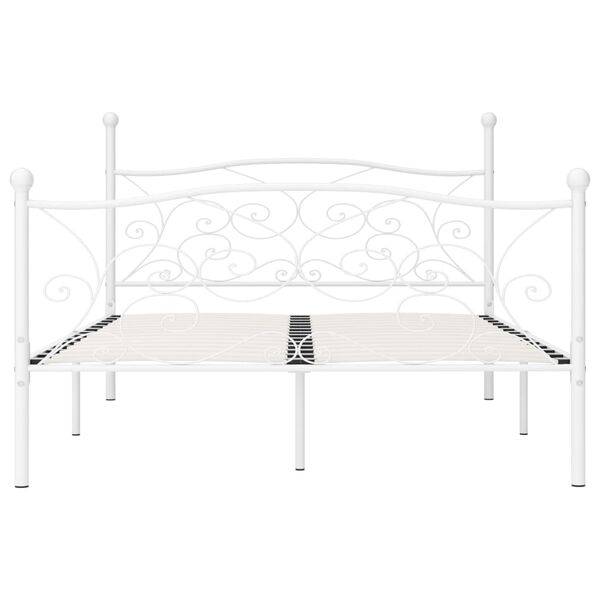 vidaXL Bed Frame White Metal, plywood Full Tough Bed Frame