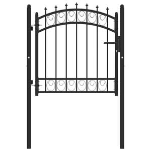 vidaXL Fence Gate with Spikes Steel 39.4x39.4" Black