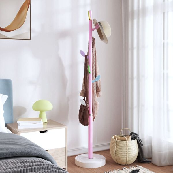 vidaXL Coat Stand Pink Powder-coated iron, plastic base with cement Medium