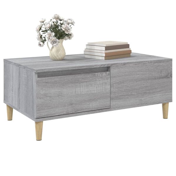 vidaXL Coffee Table Gray Sonoma Engineered wood, solid eucalyptus wood