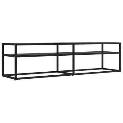 vidaXL TV Stand Black 63"x15.7"x15.9" Tempered Glass