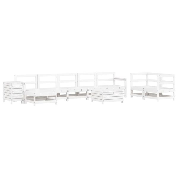 vidaXL Garden Sofa Set White Solid Pine Wood Large Modular