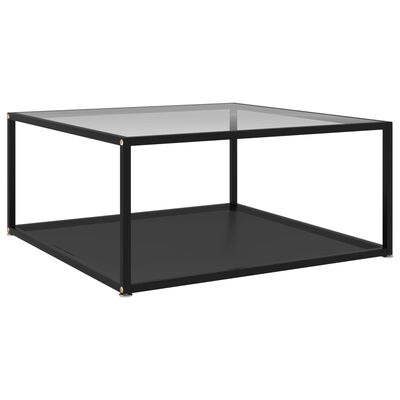 vidaXL Coffee Table Transparent and Black 31.5"x31.5"x13.8" Tempered Glass