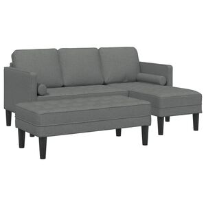 vidaXL Sofa Set with Cushion 2 pcs Dark Grey Polyester
