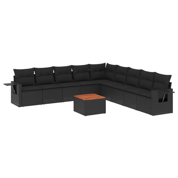 vidaXL Garden Sofa Set Black