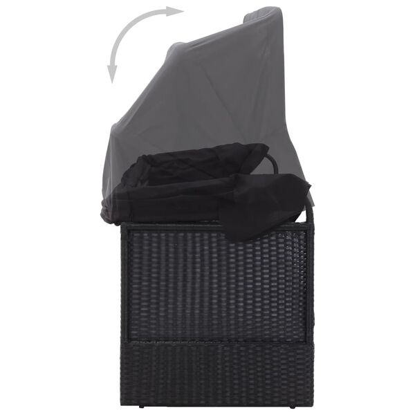 vidaXL Sun Lounger Black PE rattan Outdoor Sofa Rectangular