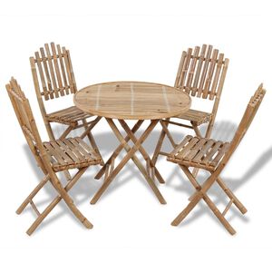 vidaXL Garden Furniture Set Natural Bamboo Solid Bamboo Medium Foldable