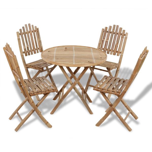 vidaXL Garden Furniture Set Natural Bamboo Solid Bamboo Medium Foldable