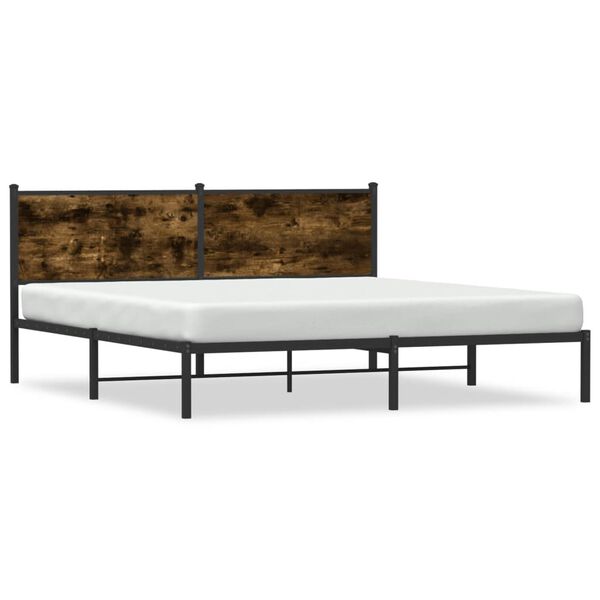 vidaXL Bed Frame Smoked Oak Steel, engineered wood Super King Bed Frame