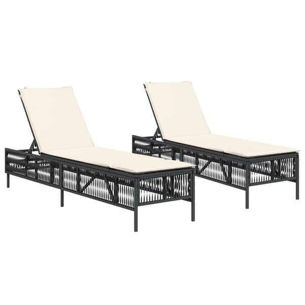 vidaXL Sun Lounger Black and Cream White