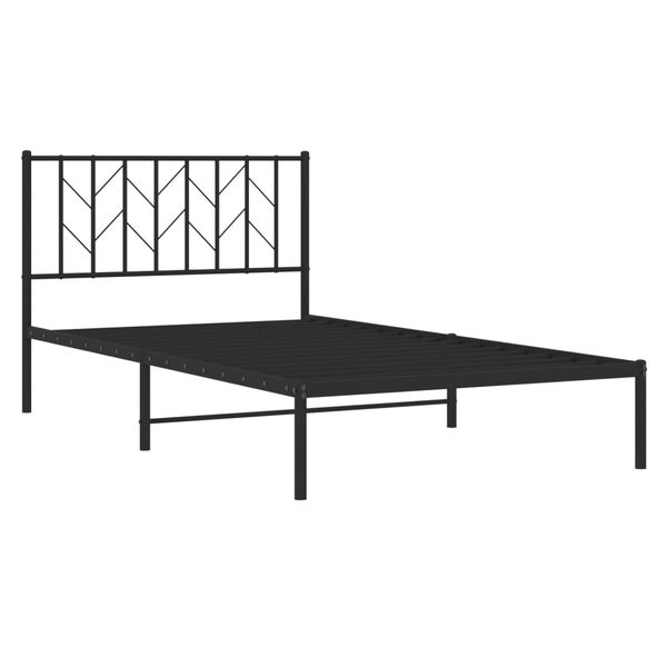 vidaXL Bed Frame Black Powder-coated steel Twin Bed Frame Rectangular