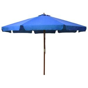 vidaXL Garden Parasol Azure Polyester, Laminated bamboo, Hardwood Large