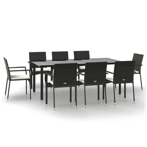 vidaXL Garden Dining Set Black, Cream White