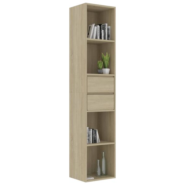 vidaXL Book Cabinet Sonoma oak Engineered wood 14.2 in x 11.8 in x 67.3 in