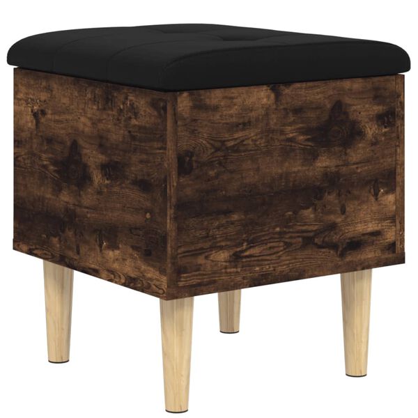 vidaXL Storage Bench Smoked oak and black cushion