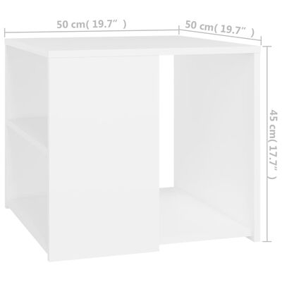 vidaXL Side Table White 19.7"x19.7"x17.7" Engineered Wood
