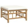 vidaXL Garden Lounge Set Cream White Bamboo, Polyester Medium Modular