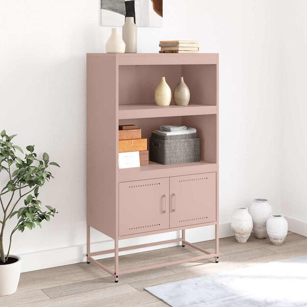 vidaXL Highboard Pink Steel Medium Highboard Rectangular Industrial
