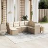 vidaXL Garden Sofa Set Beige Poly Rattan, Steel 7 Piece Set Modular