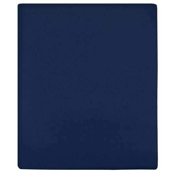 vidaXL Jersey Fitted Sheet Navy Blue 55.1x78.7" Cotton