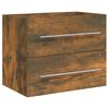 vidaXL Sink Cabinet With Basin Smoked oak, White Engineered wood, Ceramic