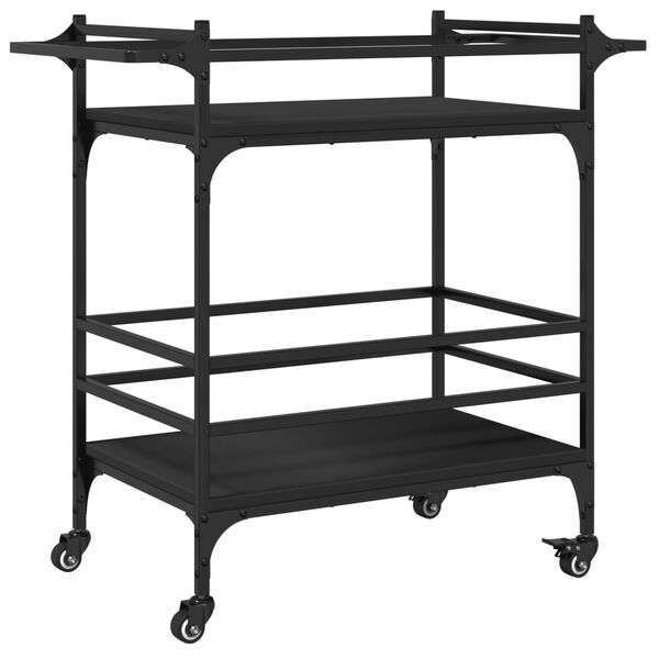 vidaXL Kitchen Trolley Black 32.3"x15.7"x30.9" Engineered Wood