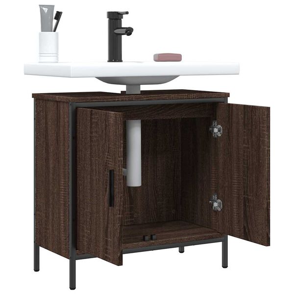 vidaXL Bathroom Sink Cabinet Brown Oak Engineered Wood Medium
