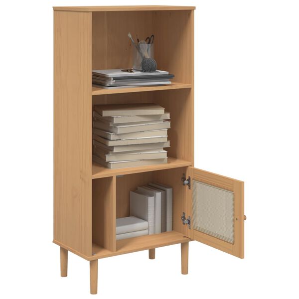 vidaXL Bookcase Brown Solid pine wood, Engineered wood, Poly rattan