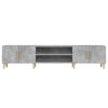 vidaXL TV Cabinet Concrete Grey Engineered Wood, Solid Eucalyptus Wood