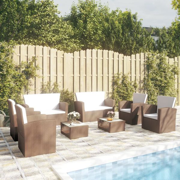 vidaXL Garden Lounge Set Brown Powder-coated steel Large Lightweight