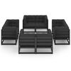 vidaXL Garden Lounge Set Black Solid pinewood Large Modular