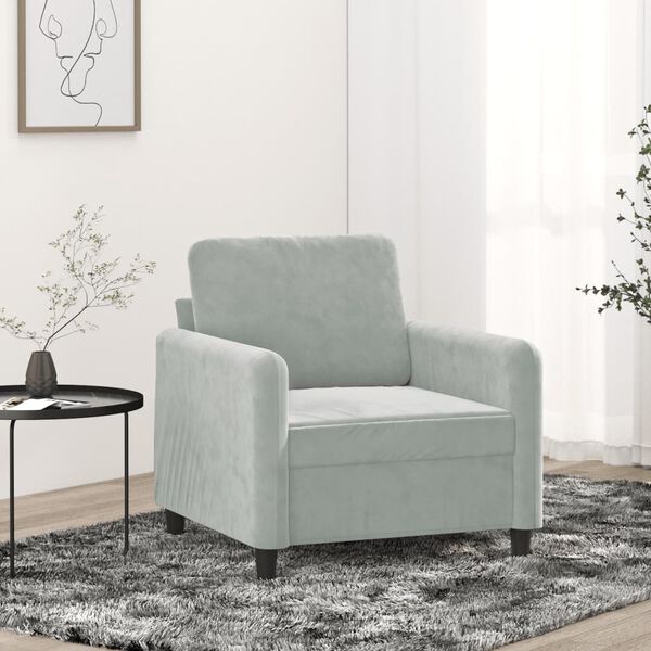 vidaXL Sofa Chair Light grey Velvet (100% polyester), metal, textilene