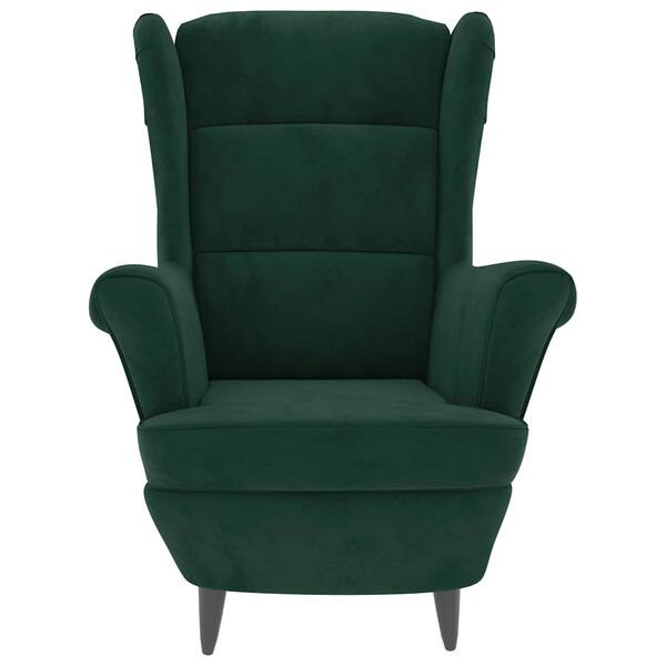 vidaXL Armchair Dark green Velvet, Plywood Standard Armchair Other