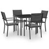 vidaXL Outdoor Dining Set Black Powder-coated steel Medium Stackable