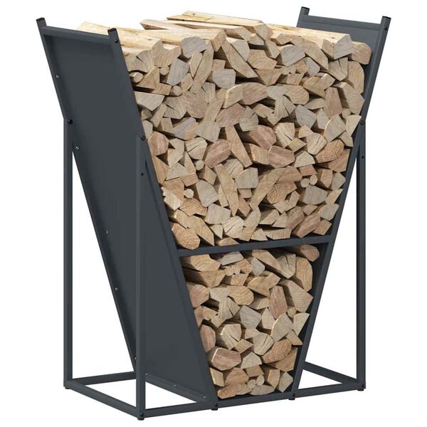 vidaXL Firewood Rack Anthracite 27.4x13.8x31.9" Cold-rolled steel
