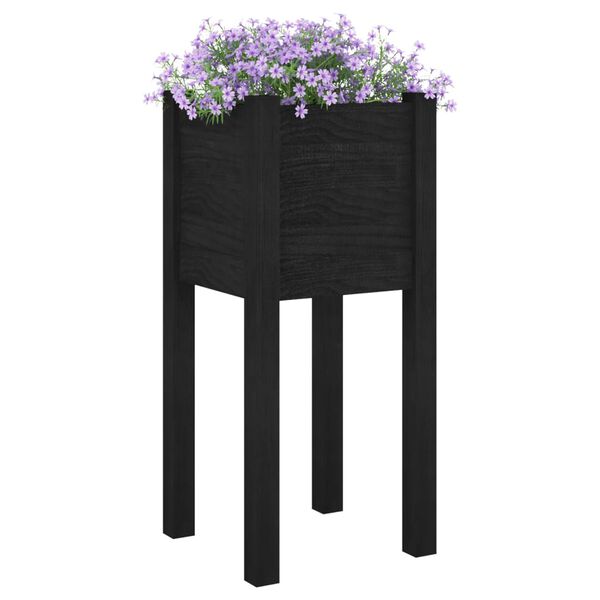 vidaXL Planter Set of 2 Black Solid pinewood Medium Durable