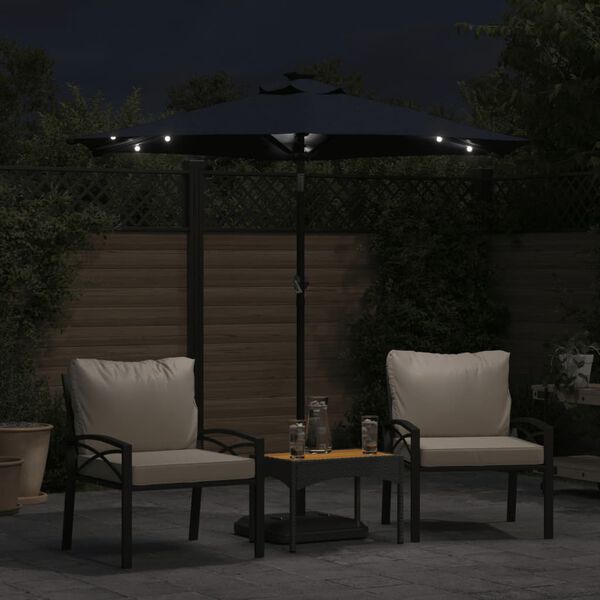 vidaXL Garden Parasol Black Polyester fabric, Steel pole Large Tiltable