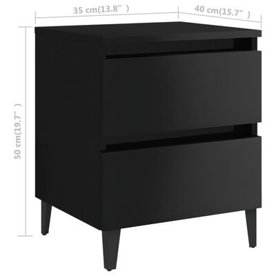 vidaXL Bed Cabinets 2 pcs High Gloss Black 15.7"x13.8"x19.7" Engineered Wood