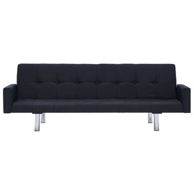 vidaXL Sofa Bed with Armrest Black Fabric