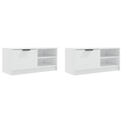vidaXL TV Cabinets 2 pcs High Gloss White 31.5"x13.8"x14.4" Engineered Wood