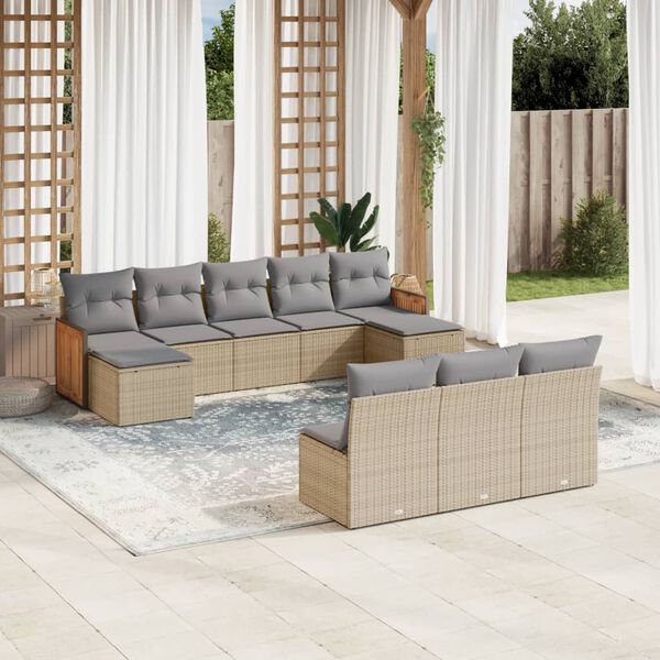 vidaXL Garden Sofa Set Beige, Light Grey