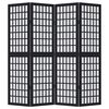 vidaXL Room Divider 4 Panels Black Solid Wood Paulownia
